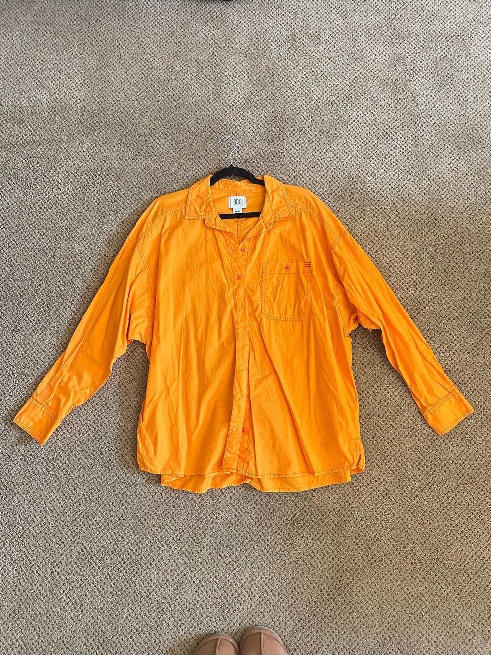 BDG Urban Outfitters Orange Lightweight Button-Up Shirt Jacket in Bright Orange